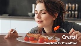  Presentation with closed - Beautiful PPT theme featuring manger - image of pretty young woman backdrop and a tawny brown colored foreground