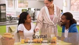  Presentation with muesli - PPT layouts having manger - mother puts milk in muesli background and a coral colored foreground