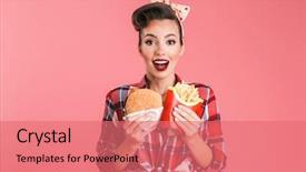  Presentation with burger fries - Slide deck featuring manger - portrait of an excited beautiful background and a coral colored foreground