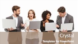  Presentation with group - Slide set consisting of mangers - portrait of a group background and a coral colored foreground