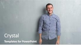  Presentation with young grey maine coon cat - Amazing PPT layouts having mangers - young caucasian man over grey backdrop and a gray colored foreground