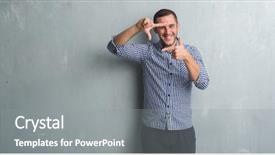  Presentation with grey - Audience pleasing presentation theme consisting of mangers - young caucasian man over grey backdrop and a gray colored foreground