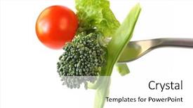  Presentation with peas - Audience pleasing presentation theme consisting of manging - forkful of salad and vegetables backdrop and a white colored foreground