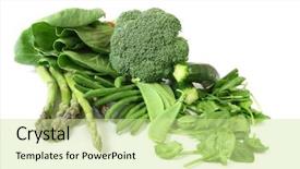  Presentation with white green - Audience pleasing slides consisting of manging - green vegetables on white background backdrop and a soft green colored foreground