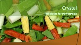  Presentation with vegetables - Audience pleasing slide set consisting of manging - selection of raw vegetables backdrop and a  colored foreground