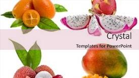  Presentation with dragon fruit - Theme having mango - fresh exotic tropical fruit background and a coral colored foreground
