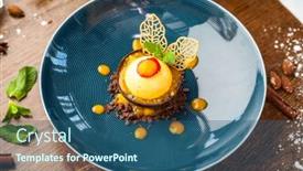  Presentation with modern food - Slide deck featuring mango-apple-cream-cheese-passionfruit background and a ocean colored foreground
