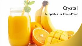  Presentation with mango - Theme with mango banana orange smoothie background and a white colored foreground