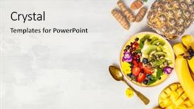  Presentation with turmeric - Slide set featuring mango banana pineapple turmeric smoothie background and a white colored foreground