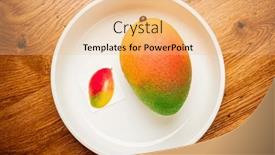  Presentation with mango - PPT theme with mango-cake-on-the-white background and a lemonade colored foreground