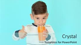  Presentation with juice - Beautiful slide deck featuring mango drink - cute little boy drinking juice backdrop and a arctic colored foreground