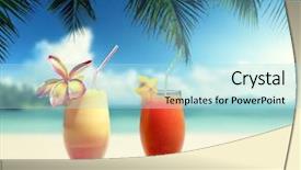  Presentation with tropical fruit - Beautiful presentation theme featuring mango drink - fresh fruit juices backdrop and a light blue colored foreground