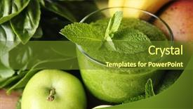  Presentation with healthy juice - Colorful PPT theme enhanced with mango drink - green healthy juice with fruits backdrop and a tawny brown colored foreground