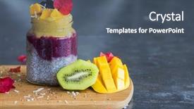  Presentation with magnify glass - Colorful PPT layouts enhanced with mango flower - nutritious chia pudding backdrop and a  colored foreground