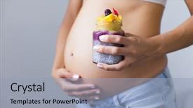  Presentation with pregnant - Colorful slide deck enhanced with mango flower - pregnant woman holding a nutritious backdrop and a light blue colored foreground