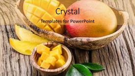  Presentation with mango - Slide set consisting of mango fruit and mango cubes background and a yellow colored foreground