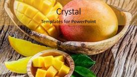  Presentation with mango - Slides consisting of mango fruit and mango cubes background and a gold colored foreground