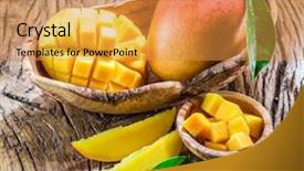  Presentation with mango fruit - Colorful theme enhanced with mango fruit and mango cubes backdrop and a gold colored foreground