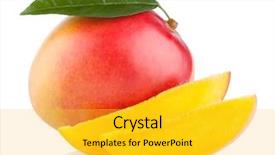  Presentation with mango fruit - Theme consisting of mango fruit isolated on white background and a yellow colored foreground