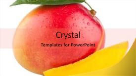  Presentation with mango - Presentation theme with mango fruit isolated on white background and a coral colored foreground