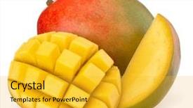  Presentation with mango fruit - Amazing PPT layouts having mango fruit isolated on white backdrop and a gold colored foreground