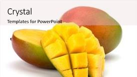  Presentation with mango fruit - PPT theme enhanced with mango fruit isolated on white background background and a lemonade colored foreground