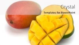  Presentation with mango fruit - Presentation theme enhanced with mango fruit isolated on white background background and a white colored foreground