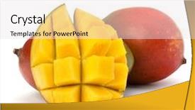  Presentation with mango fruit - Beautiful theme featuring mango fruit isolated on white backdrop and a sky blue colored foreground