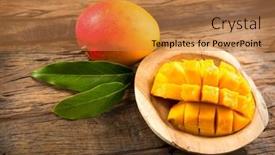  Presentation with mango fruit - PPT layouts consisting of mango-fruit-ripe-mango-fruits background and a gold colored foreground