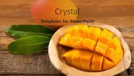  Presentation with mango fruit - Slide set featuring mango-fruit-ripe-mango-fruits background and a gold colored foreground