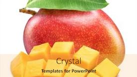  Presentation with mango fruit - Amazing presentation design having mango fruit with mango cubes backdrop and a yellow colored foreground
