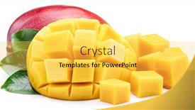  Presentation with mango fruit - Beautiful PPT theme featuring isolated on a white background backdrop and a yellow colored foreground