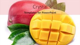  Presentation with mango fruit - Colorful presentation design enhanced with mango-fruit-with-mango-cubes backdrop and a coral colored foreground