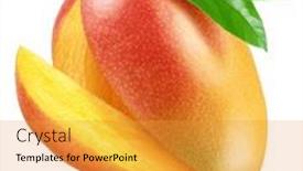  Presentation with mango fruit - Slides with mango-fruit-with-mango-slice background and a gold colored foreground