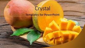 Presentation with fruits mango - PPT theme enhanced with mango fruits and mango slices background and a gold colored foreground