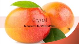  Presentation with fruits mango - Cool new slides with mango fruits isolated on white backdrop and a coral colored foreground
