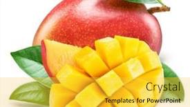  Presentation with fruits mango - Slides featuring mango-fruits-with-green-leaf and a  colored foreground