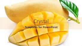  Presentation with fruits mango - Beautiful presentation featuring mango fruits with water drops isolated on a white background file contains clipping path backdrop and a yellow colored foreground