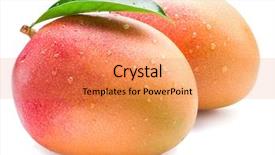  Presentation with fruits mango - Slides with mango fruits with water drops background and a coral colored foreground