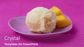  Presentation with ice cream - Cool new presentation theme with mango-ice-cream-scoop backdrop and a violet colored foreground
