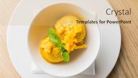  Presentation with ice cream - Slides with mango-ice-cream-sorbet background and a coral colored foreground
