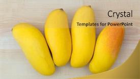  Presentation with mango fruit - Audience pleasing slide deck consisting of anti food cancer - maha chanok rainbow mango backdrop and a coral colored foreground