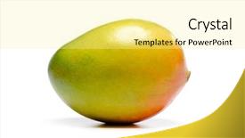  Presentation with mango - Audience pleasing PPT theme consisting of mango isolated on white background backdrop and a blonde colored foreground