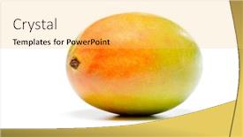  Presentation with mango - Presentation theme enhanced with mango isolated on white background background and a yellow colored foreground