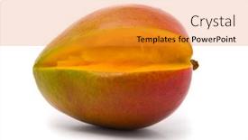  Presentation with mango - Presentation theme featuring mango-isolated-on-white-background background and a gold colored foreground