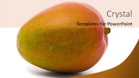  Presentation with mango - PPT theme consisting of mango-isolated-on-white-background background and a gold colored foreground
