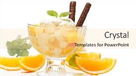  Presentation with salad - Slides enhanced with mango juice - fresh fruits salad with mint background and a blonde colored foreground