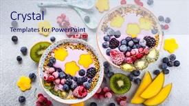  Presentation with healthy breakfast - Amazing slide deck having mango kiwi and bee pollen backdrop and a lemonade colored foreground