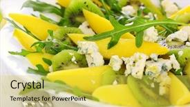  Presentation with blue cheese - Amazing slides having mango kiwi and blue backdrop and a  colored foreground