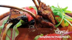  Presentation with meat food - Audience pleasing PPT layouts consisting of mango leaf - meat food roast ribs backdrop and a tawny brown colored foreground